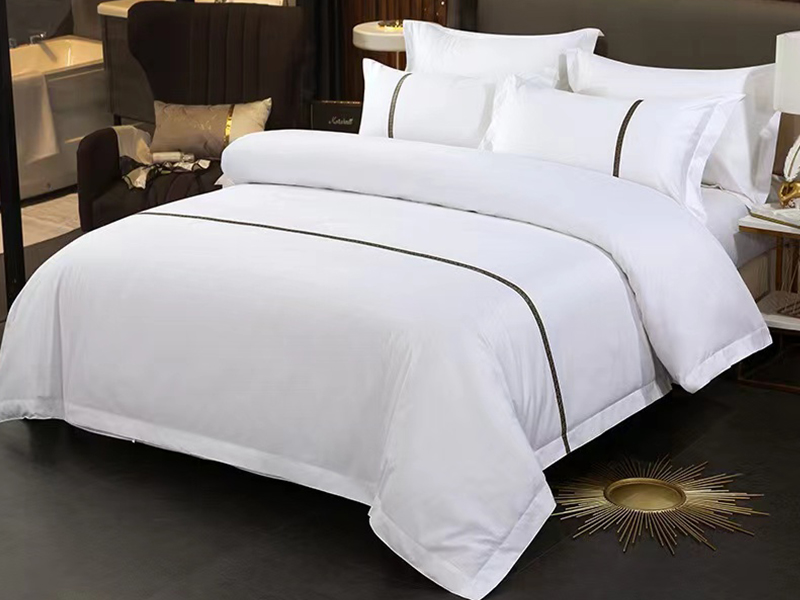 酒店四件套嵌条床品套件批发全棉床单被套五星级酒店布草